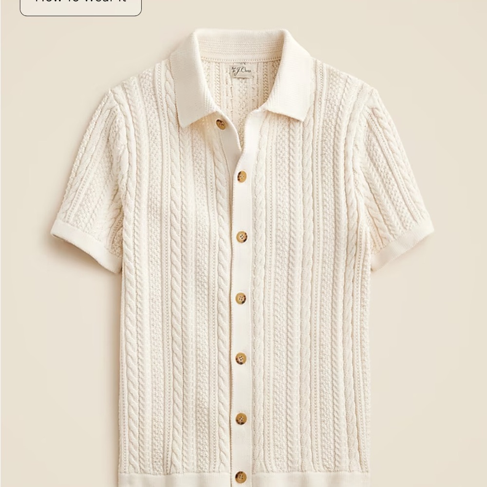 NWT J. Crew Cream Cable Knit Shirt Medium